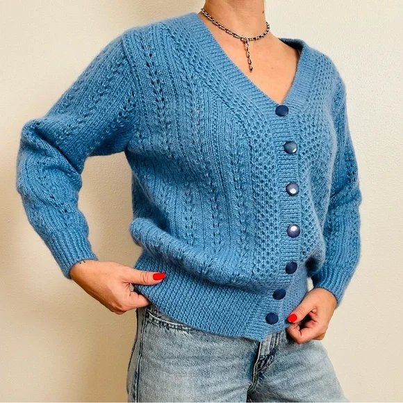 Vintage Cardigan Sweater Hand Knit - Picture 6 of 11